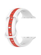 For Apple Watch Series 10 46mm / Ultra 2 Ultra 49mm /  Series 9 8 7 45mm / 6 5 4 SE (2023) SE (2022) SE 44mm / 3 2 1 42mm Watch Strap Dual Color Silicone Watch Band - White / Red