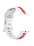 For Apple Watch Series 10 46mm / Ultra 2 Ultra 49mm /  Series 9 8 7 45mm / 6 5 4 SE (2023) SE (2022) SE 44mm / 3 2 1 42mm Watch Strap Dual Color Silicone Watch Band - White / Red