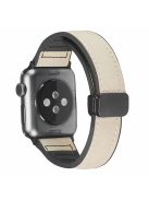 For Apple Watch Series 10 46mm / Ultra 2 Ultra 49mm /  Series 9 8 7 45mm / 6 5 4 SE (2023) SE (2022) SE 44mm / 3 2 1 42mm Watch Strap PU Cover+Silicone Watchband with Magnetic Folding Buckle - Beige