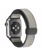 For Apple Watch Series 10 46mm / Ultra 2 Ultra 49mm /  Series 9 8 7 45mm / 6 5 4 SE (2023) SE (2022) SE 44mm / 3 2 1 42mm Watch Strap PU Cover+Silicone Watchband with Magnetic Folding Buckle - Grey