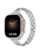 For Apple Watch Series 10 46mm / Ultra 2 Ultra 49mm /  Series 9 8 7 45mm / 6 5 4 SE (2023) SE (2022) SE 44mm / 3 2 1 42mm Watch Strap Replacement Metal Rhinestone Decoration Wrist Band - Silver