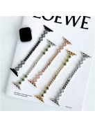 For Apple Watch Series 10 46mm / Ultra 2 Ultra 49mm /  Series 9 8 7 45mm / 6 5 4 SE (2023) SE (2022) SE 44mm / 3 2 1 42mm Watch Strap Rhinestone Clover Band - Black