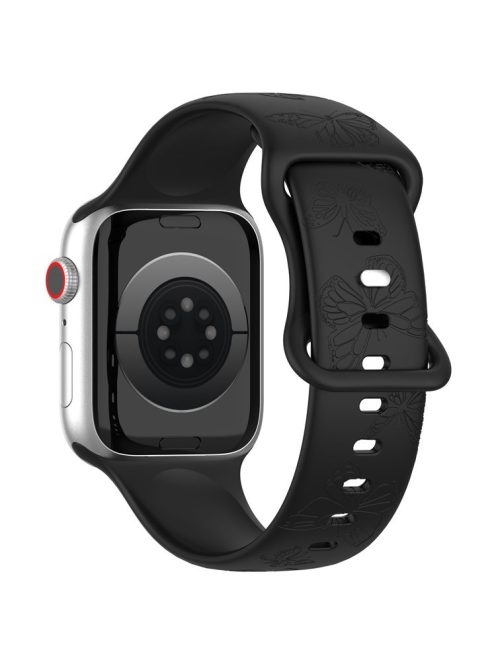 For Apple Watch Series 10 46mm / Ultra 2 Ultra 49mm /  Series 9 8 7 45mm / 6 5 4 SE (2023) SE (2022) SE 44mm / 3 2 1 42mm Watch Strap Silicone Band - Black