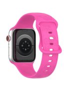 For Apple Watch Series 10 46mm / Ultra 2 Ultra 49mm /  Series 9 8 7 45mm / 6 5 4 SE (2023) SE (2022) SE 44mm / 3 2 1 42mm Watch Strap Silicone Band - Hot Pink