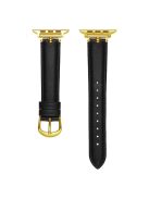 For Apple Watch Series 10 46mm / Ultra 2 Ultra 49mm /  Series 9 8 7 45mm / 6 5 4 SE (2023) SE (2022) SE 44mm / 3 2 1 42mm Watch Straps - Black / Gold Buckle