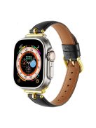 For Apple Watch Series 10 46mm / Ultra 2 Ultra 49mm /  Series 9 8 7 45mm / 6 5 4 SE (2023) SE (2022) SE 44mm / 3 2 1 42mm Watch Straps - Black / Gold Buckle