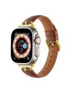 For Apple Watch Series 10 46mm / Ultra 2 Ultra 49mm /  Series 9 8 7 45mm / 6 5 4 SE (2023) SE (2022) SE 44mm / 3 2 1 42mm Watch Straps - Dark Brown / Gold Buckle