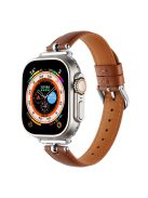 For Apple Watch Series 10 46mm / Ultra 2 Ultra 49mm /  Series 9 8 7 45mm / 6 5 4 SE (2023) SE (2022) SE 44mm / 3 2 1 42mm Watch Straps - Dark Brown / Silver Buckle