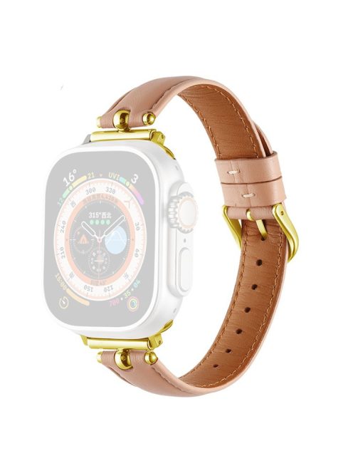 For Apple Watch Series 10 46mm / Ultra 2 Ultra 49mm /  Series 9 8 7 45mm / 6 5 4 SE (2023) SE (2022) SE 44mm / 3 2 1 42mm Watch Straps - Light Pink / Gold Buckle