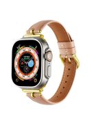 For Apple Watch Series 10 46mm / Ultra 2 Ultra 49mm /  Series 9 8 7 45mm / 6 5 4 SE (2023) SE (2022) SE 44mm / 3 2 1 42mm Watch Straps - Light Pink / Gold Buckle