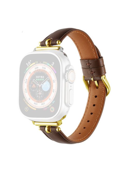 For Apple Watch Series 10 46mm / Ultra 2 Ultra 49mm /  Series 9 8 7 45mm / 6 5 4 SE (2023) SE (2022) SE 44mm / 3 2 1 42mm Watch Straps - Tan / Gold Buckle