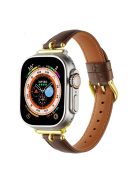 For Apple Watch Series 10 46mm / Ultra 2 Ultra 49mm /  Series 9 8 7 45mm / 6 5 4 SE (2023) SE (2022) SE 44mm / 3 2 1 42mm Watch Straps - Tan / Gold Buckle