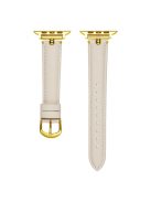 For Apple Watch Series 10 46mm / Ultra 2 Ultra 49mm /  Series 9 8 7 45mm / 6 5 4 SE (2023) SE (2022) SE 44mm / 3 2 1 42mm Watch Straps - White / Gold Buckle