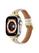 For Apple Watch Series 10 46mm / Ultra 2 Ultra 49mm /  Series 9 8 7 45mm / 6 5 4 SE (2023) SE (2022) SE 44mm / 3 2 1 42mm Watch Straps - White / Gold Buckle