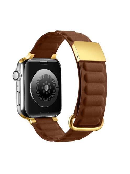 For Apple Watch Series 10 46mm / Ultra 2 Ultra 49mm /  Series 9 8 7 45mm / 6 5 4 SE (2023) SE (2022) SE 44mm / 3 2 1 42mm Watchband Genuine Cow Leather Magnetic Strap - Brown