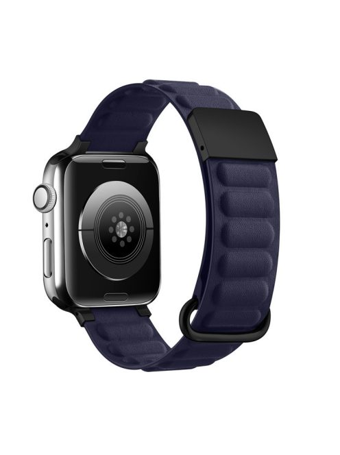 For Apple Watch Series 10 46mm / Ultra 2 Ultra 49mm /  Series 9 8 7 45mm / 6 5 4 SE (2023) SE (2022) SE 44mm / 3 2 1 42mm Watchband Genuine Cow Leather Magnetic Strap - Dark Blue