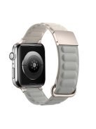 For Apple Watch Series 10 46mm / Ultra 2 Ultra 49mm /  Series 9 8 7 45mm / 6 5 4 SE (2023) SE (2022) SE 44mm / 3 2 1 42mm Watchband Genuine Cow Leather Magnetic Strap - Grey