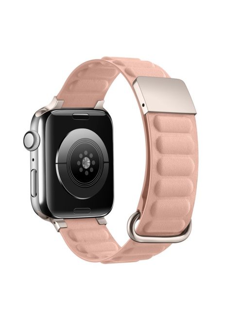 For Apple Watch Series 10 46mm / Ultra 2 Ultra 49mm /  Series 9 8 7 45mm / 6 5 4 SE (2023) SE (2022) SE 44mm / 3 2 1 42mm Watchband Genuine Cow Leather Magnetic Strap - Pink