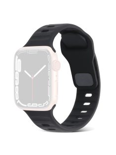   For Apple Watch Series 10 46mm / Ultra 2 Ultra 49mm /  Series 9 8 7 45mm / 6 5 4 SE (2023) SE (2022) SE 44mm / 3 2 1 42mm Watchband Silicone Watch Strap with Square Buckle - Black