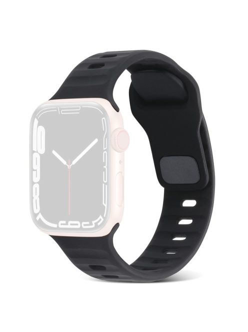 For Apple Watch Series 10 46mm / Ultra 2 Ultra 49mm /  Series 9 8 7 45mm / 6 5 4 SE (2023) SE (2022) SE 44mm / 3 2 1 42mm Watchband Silicone Watch Strap with Square Buckle - Black