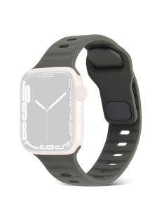   For Apple Watch Series 10 46mm / Ultra 2 Ultra 49mm /  Series 9 8 7 45mm / 6 5 4 SE (2023) SE (2022) SE 44mm / 3 2 1 42mm Watchband Silicone Watch Strap with Square Buckle - Blackish Green