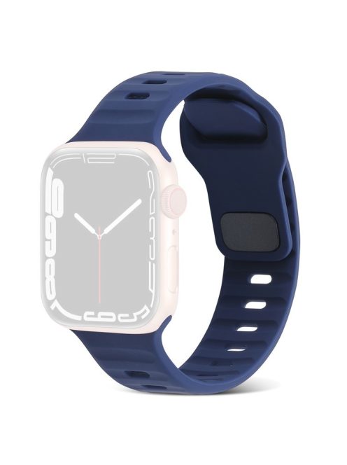 For Apple Watch Series 10 46mm / Ultra 2 Ultra 49mm /  Series 9 8 7 45mm / 6 5 4 SE (2023) SE (2022) SE 44mm / 3 2 1 42mm Watchband Silicone Watch Strap with Square Buckle - Dark Blue