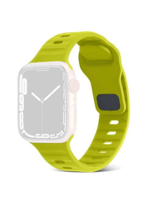 For Apple Watch Series 10 46mm / Ultra 2 Ultra 49mm /  Series 9 8 7 45mm / 6 5 4 SE (2023) SE (2022) SE 44mm / 3 2 1 42mm Watchband Silicone Watch Strap with Square Buckle - Fluorescent Green