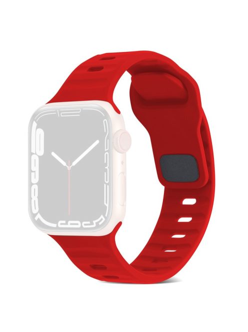 For Apple Watch Series 10 46mm / Ultra 2 Ultra 49mm /  Series 9 8 7 45mm / 6 5 4 SE (2023) SE (2022) SE 44mm / 3 2 1 42mm Watchband Silicone Watch Strap with Square Buckle - Red