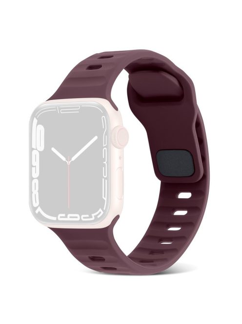 For Apple Watch Series 10 46mm / Ultra 2 Ultra 49mm /  Series 9 8 7 45mm / 6 5 4 SE (2023) SE (2022) SE 44mm / 3 2 1 42mm Watchband Silicone Watch Strap with Square Buckle - Wine Red