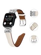 For Apple Watch Series 10 46mm / Ultra 2 Ultra 49mm /  Series 9 8 7 45mm / 6 5 4 SE (2023) SE (2022) SE 44mm / 3 2 1 42mm Watchband with Silver Buckle - Apricot