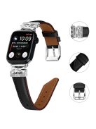 For Apple Watch Series 10 46mm / Ultra 2 Ultra 49mm /  Series 9 8 7 45mm / 6 5 4 SE (2023) SE (2022) SE 44mm / 3 2 1 42mm Watchband with Silver Buckle - Black