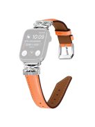 For Apple Watch Series 10 46mm / Ultra 2 Ultra 49mm /  Series 9 8 7 45mm / 6 5 4 SE (2023) SE (2022) SE 44mm / 3 2 1 42mm Watchband with Silver Buckle - Orange