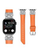 For Apple Watch Series 10 46mm / Ultra 2 Ultra 49mm /  Series 9 8 7 45mm / 6 5 4 SE (2023) SE (2022) SE 44mm / 3 2 1 42mm Watchband with Silver Buckle - Orange