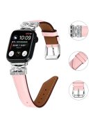 For Apple Watch Series 10 46mm / Ultra 2 Ultra 49mm /  Series 9 8 7 45mm / 6 5 4 SE (2023) SE (2022) SE 44mm / 3 2 1 42mm Watchband with Silver Buckle - Pink