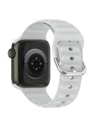 For Apple Watch Series 10 46mm / Ultra 2 Ultra 49mm /  Series 9 8 7 45mm / 6 5 4 SE (2023) SE (2022) SE 44mm / 3 2 1 42mm Wave Design Silicone Watch Band Square Buckle Wrist Strap - Light Grey