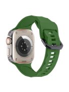 For Apple Watch Series 10 46mm / Ultra 2 Ultra 49mm /  Series 9 8 7 45mm / 6 5 4 SE (2023) SE (2022) SE 44mm / 3 2 1 42mm Wave Surface Watch Band Silicone Watch Strap - Army Green