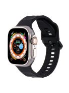 For Apple Watch Series 10 46mm / Ultra 2 Ultra 49mm /  Series 9 8 7 45mm / 6 5 4 SE (2023) SE (2022) SE 44mm / 3 2 1 42mm Wave Surface Watch Band Silicone Watch Strap - Black