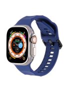 For Apple Watch Series 10 46mm / Ultra 2 Ultra 49mm /  Series 9 8 7 45mm / 6 5 4 SE (2023) SE (2022) SE 44mm / 3 2 1 42mm Wave Surface Watch Band Silicone Watch Strap - Dark Blue