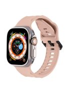 For Apple Watch Series 10 46mm / Ultra 2 Ultra 49mm /  Series 9 8 7 45mm / 6 5 4 SE (2023) SE (2022) SE 44mm / 3 2 1 42mm Wave Surface Watch Band Silicone Watch Strap - Pink