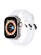 For Apple Watch Series 10 46mm / Ultra 2 Ultra 49mm /  Series 9 8 7 45mm / 6 5 4 SE (2023) SE (2022) SE 44mm / 3 2 1 42mm Wave Surface Watch Band Silicone Watch Strap - White