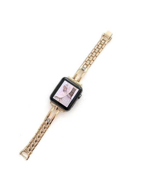 For Apple Watch Series 10 46mm / Ultra 2 Ultra 49mm /  Series 9 8 7 45mm / 6 5 4 SE (2023) SE (2022) SE 44mm / 3 2 1 42mm Zinc Alloy Watchband Strap - Gold