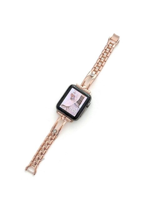 For Apple Watch Series 10 46mm / Ultra 2 Ultra 49mm /  Series 9 8 7 45mm / 6 5 4 SE (2023) SE (2022) SE 44mm / 3 2 1 42mm Zinc Alloy Watchband Strap - Rose Gold