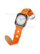 For Apple Watch Series 10 46mm / Ultra 2 Ultra 49mm / 9 8 7 45mm / SE (2023) SE (2022) SE 6 5 4 44mm / 3 2 1 42mm  Dual Ring Design Genuine Leather Smart Watch Band Replacement Strap - Orange