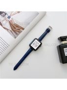 For Apple Watch Series 10 46mm / Ultra 2 Ultra 49mm / 9 8 7 45mm / SE (2023) SE (2022) SE 6 5 4 44mm / 3 2 1 42mm  Genuine Leather Smart Watch Band Adjustable Wrist Strap - Blue