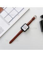 For Apple Watch Series 10 46mm / Ultra 2 Ultra 49mm / 9 8 7 45mm / SE (2023) SE (2022) SE 6 5 4 44mm / 3 2 1 42mm  Genuine Leather Smart Watch Band Adjustable Wrist Strap - Brown