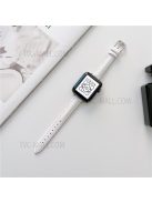 For Apple Watch Series 10 46mm / Ultra 2 Ultra 49mm / 9 8 7 45mm / SE (2023) SE (2022) SE 6 5 4 44mm / 3 2 1 42mm  Genuine Leather Smart Watch Band Adjustable Wrist Strap - White