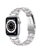 For Apple Watch Series 10 46mm / Ultra 2 Ultra 49mm / 9 8 7 45mm / SE (2023) SE (2022) SE 6 5 4 44mm / 3 2 1 42mm  Stainless Steel Resin Watch Band Rhinestone Decor Strap - Silver / Pink Mix