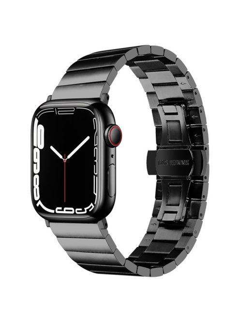 For Apple Watch Series 10 46mm / Ultra 2 Ultra 49mm / 9 8 7 45mm / SE (2023) SE (2022) SE 6 5 4 44mm / 3 2 1 42mm / Watch Ultra 49mm Buckle Design Stainless Steel Wrist Strap Smart Watch Band - Black