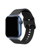 For Apple Watch Series 10 46mm / Ultra 2 Ultra 49mm / 9 8 7 45mm / SE (2023) SE (2022) SE 6 5 4 44mm / 3 2 1 42mm Adjustable Silicone Watch Band Replacement Strap with Active Iron Buckle - Black