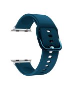 For Apple Watch Series 10 46mm / Ultra 2 Ultra 49mm / 9 8 7 45mm / SE (2023) SE (2022) SE 6 5 4 44mm / 3 2 1 42mm Adjustable Silicone Watch Band Replacement Strap with Active Iron Buckle - Dark Green